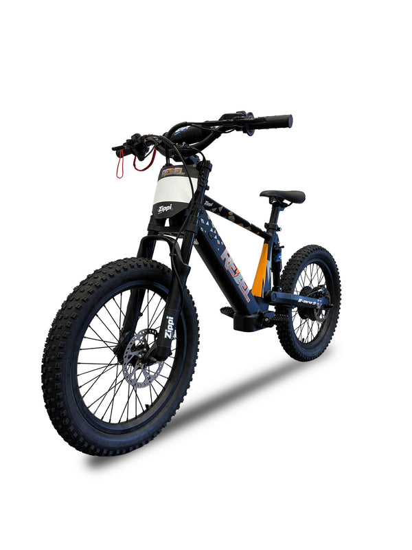 Zippi Rebel 20″ electric balance bike — Front View — Australian kids ebike