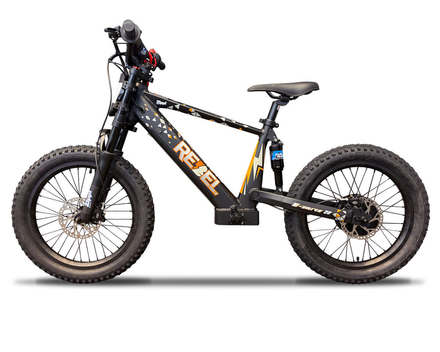 Zippi Rebel 20″ electric balance bike — Side View — Australian kids ebike