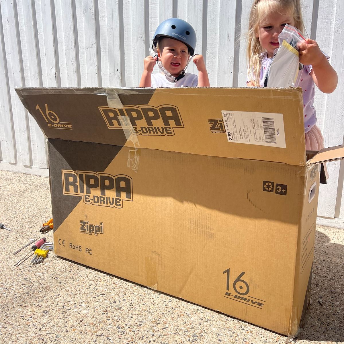 kids opening balance bike box